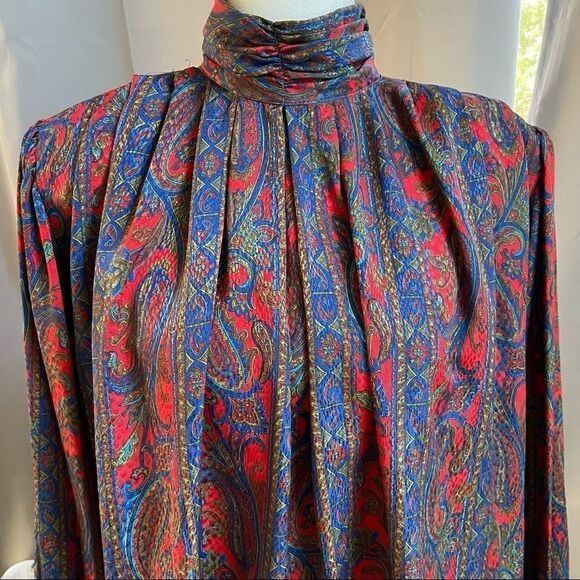 Vintage 80’s Stuart Lang Paisley Blouse 12 - Picture 5 of 10